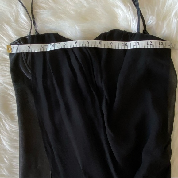 Alice & Olivia Faux Leather Evening Dress Chiffon - Picture 9 of 15